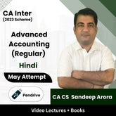 CA Inter (2023 Scheme) Advanced Accounting (Regular) Video Lectures by CA CS Sandeep Arora May Attempt (Pendrive + Books)